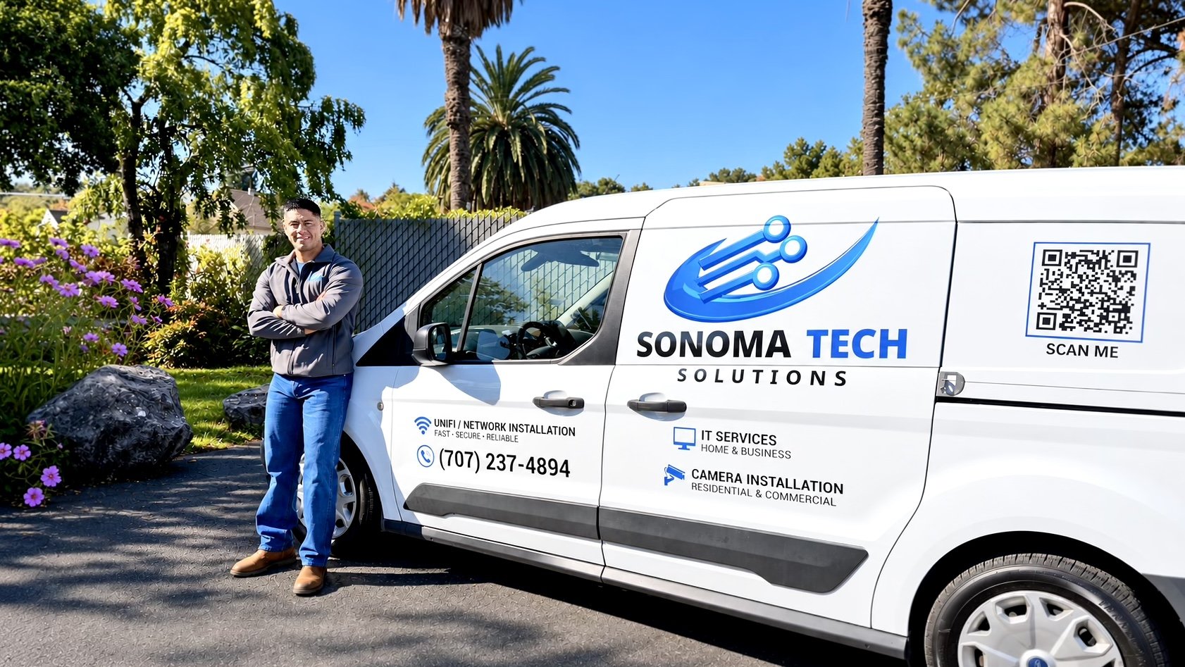Diego from Sonoma Tech Solutions with the company work van