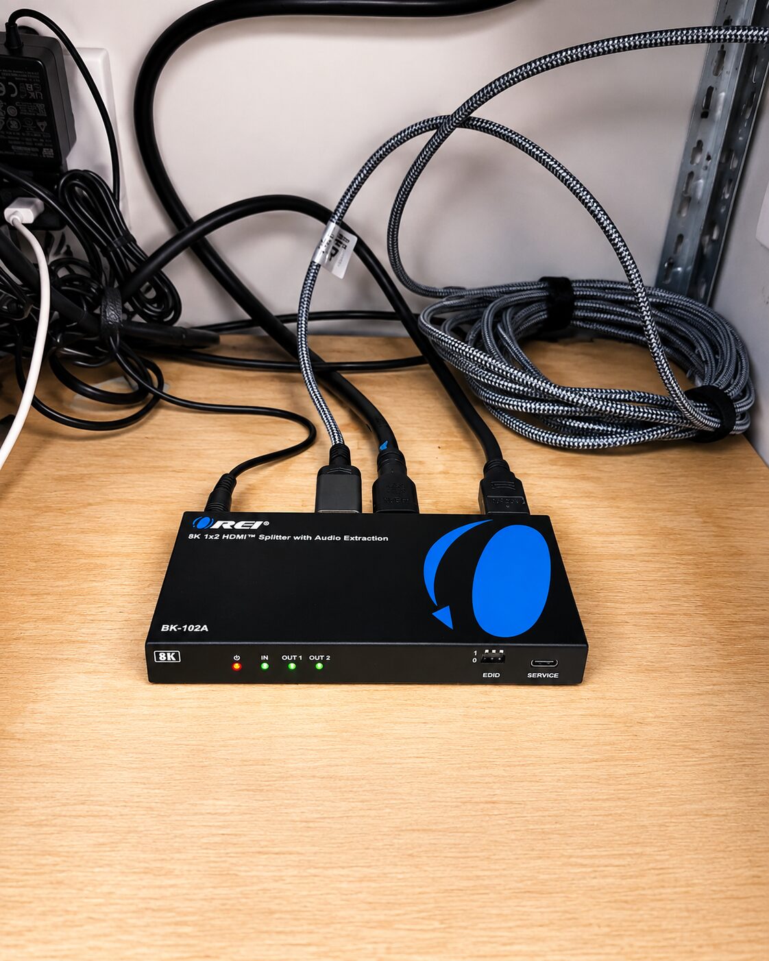 HDMI splitter install with a 50 ft fiber HDMI run — Journeys retail store, Santa Rosa
